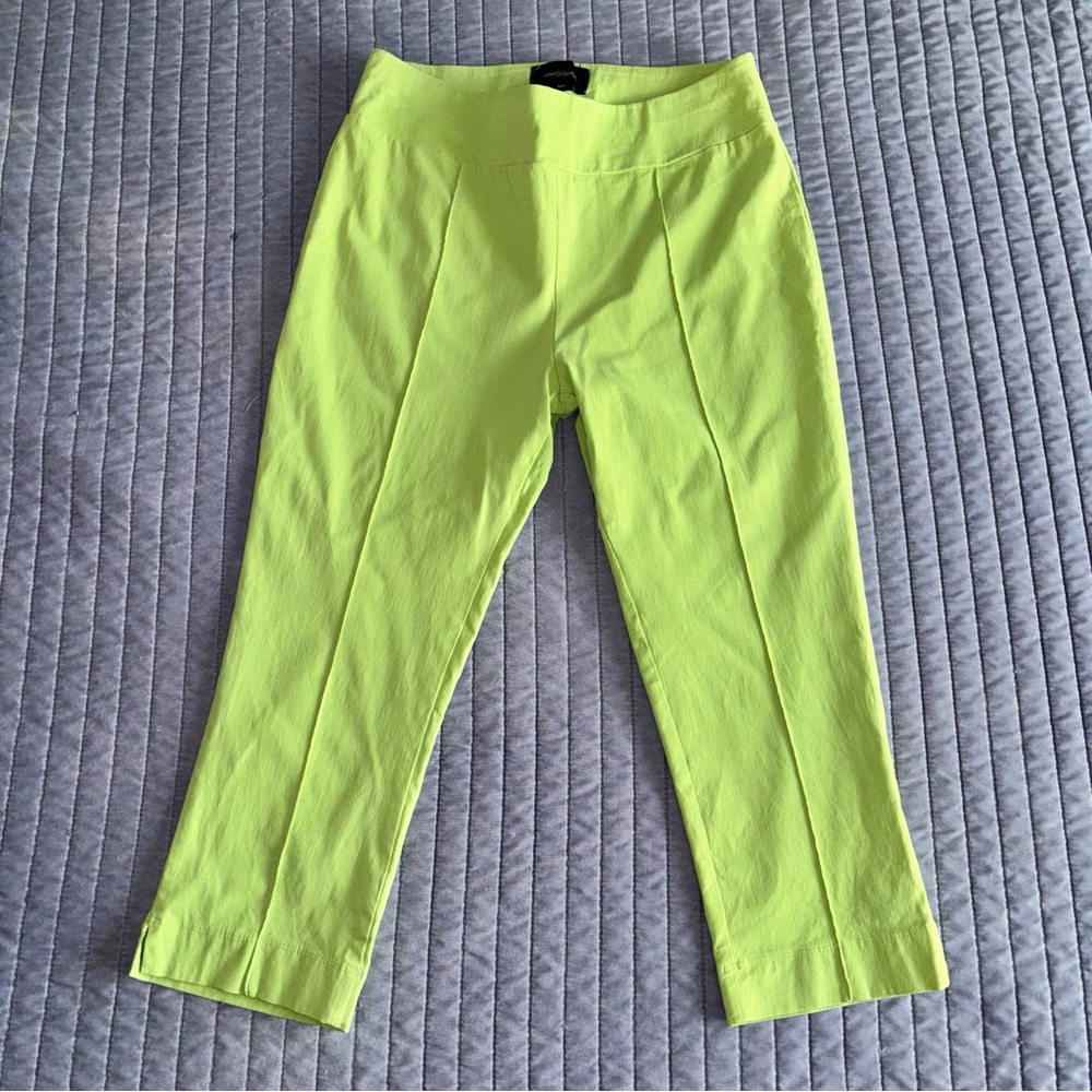 Y2K Vintage David Dixon Lime Green Pull On Capri Pants